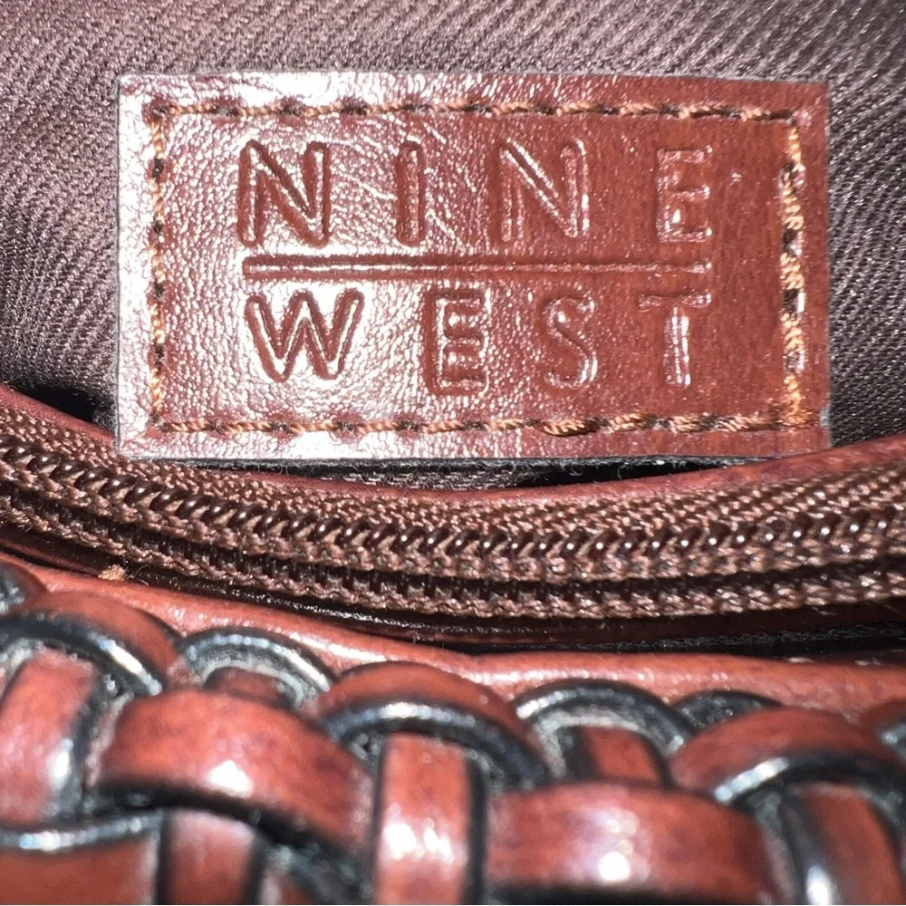 Vintage 90’s Nine West Brown Woven Weaved Leather Boho Retro HandBag Pocketbook - Picture 6 of 15